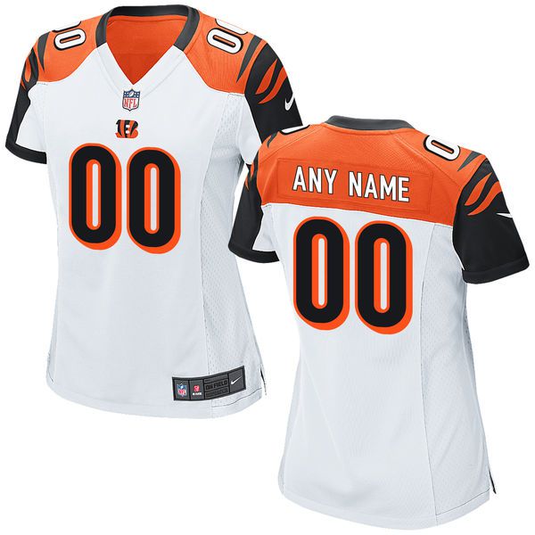 Women Cincinnati Bengals Nike White Custom NFL Jersey